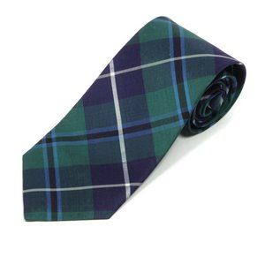 INGLES BUCHAN Plaid Blue Green Scotland Tartan Men's Silk Neck Tie